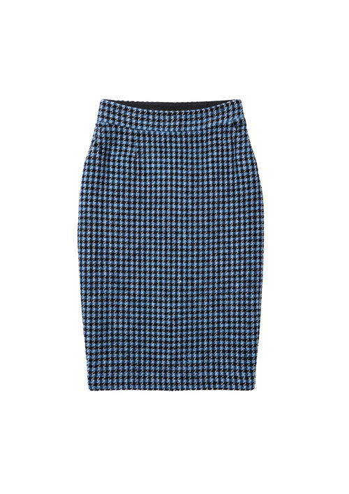 BLUE TWEED MIDI SKIRT