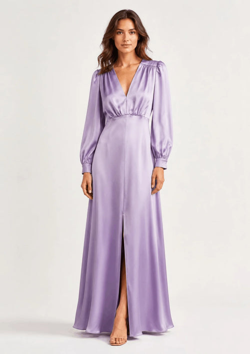 PURPLE SATIN MAXI DRESS