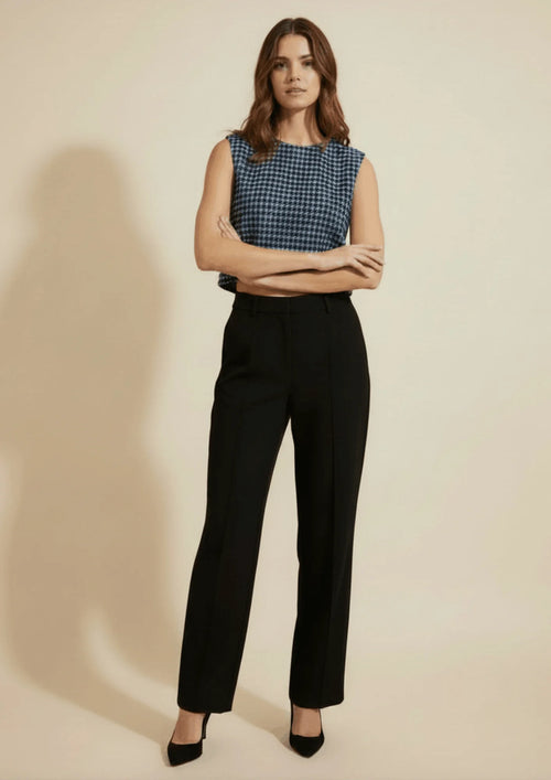 BLUE TWEED SLEEVELESS TOP