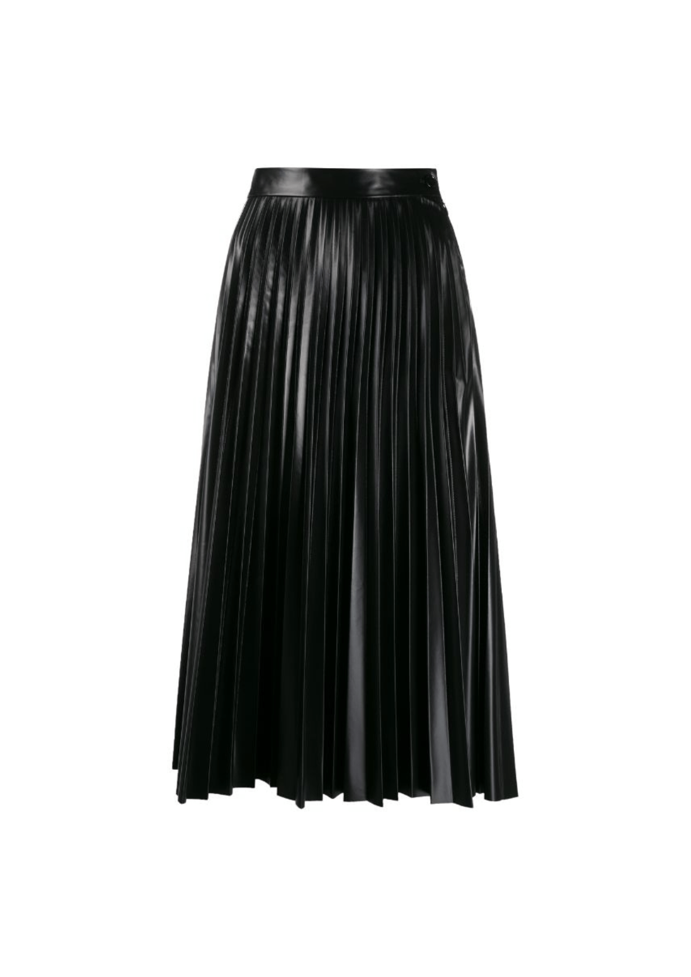 BLACK VEGAN LEATHER PLEATED SKIRT