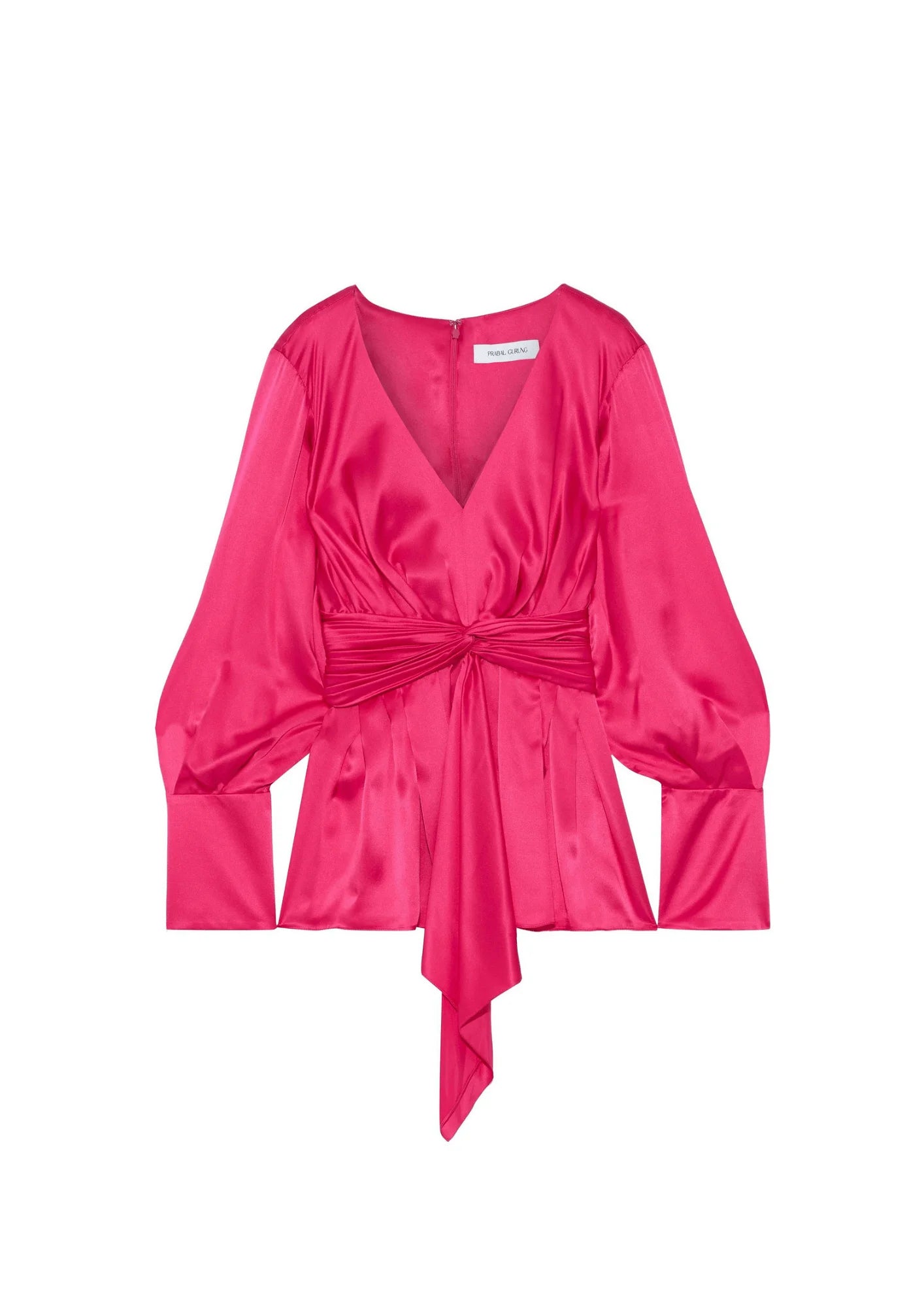 Pink Falten-Seide-Satin-Bluse