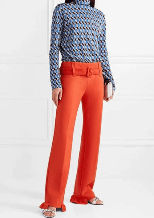 BELTED RUFFLED TROUSERS