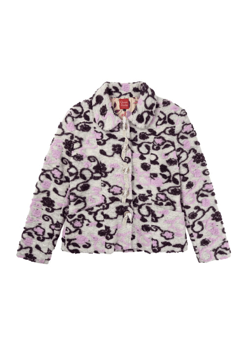 GREY FLORAL SHORT COAT