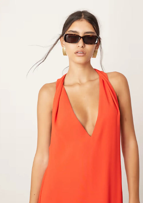 RED DROP WAIST MAXI DRESS