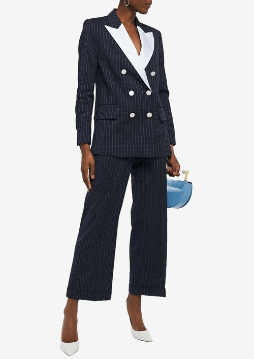 Blazer à rayures bleu marine