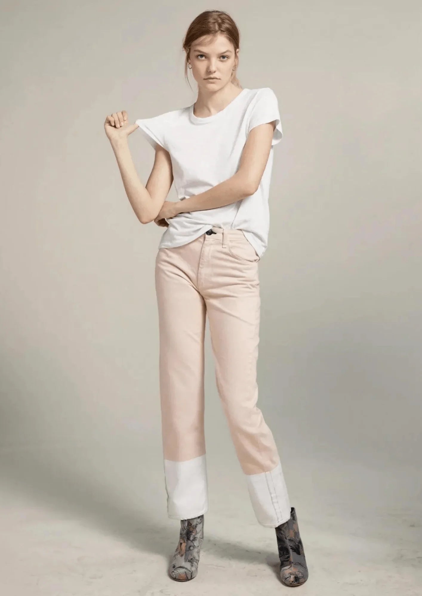 ROSE TROMPE L'OEIL DENIM TROUSERS