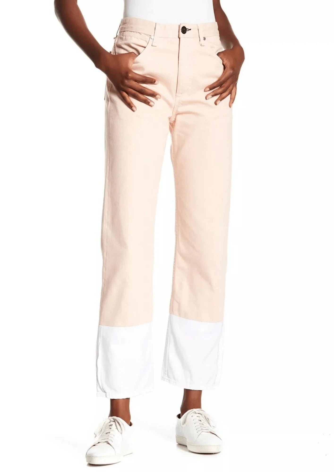 ROSE TROMPE L'OEIL DENIM TROUSERS