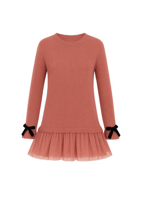 ROSA RÜSCHEN-PULL-KLEID
