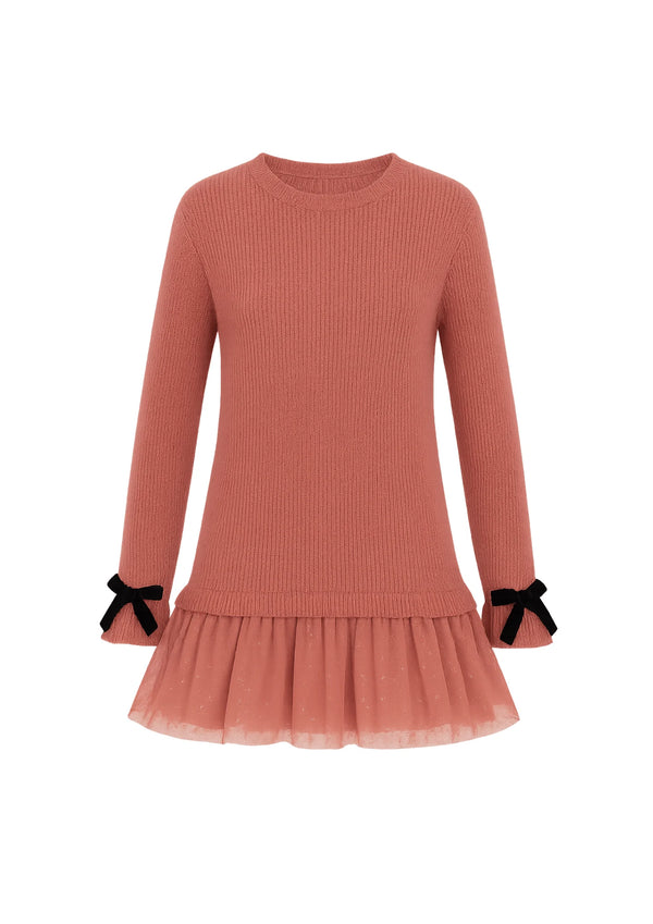 ROSA RÜSCHEN-PULL-KLEID