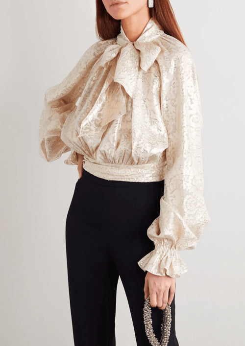 CREAM PUSSY-BOW BLOUSE