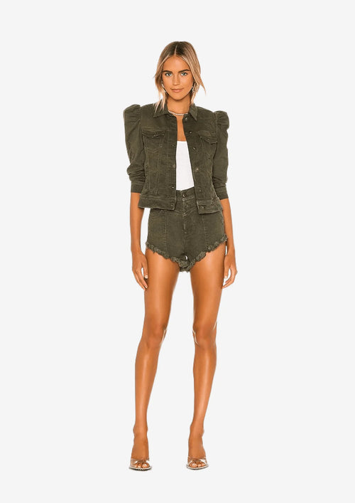 ARMY GREEN TESSA DENIM SHORTS