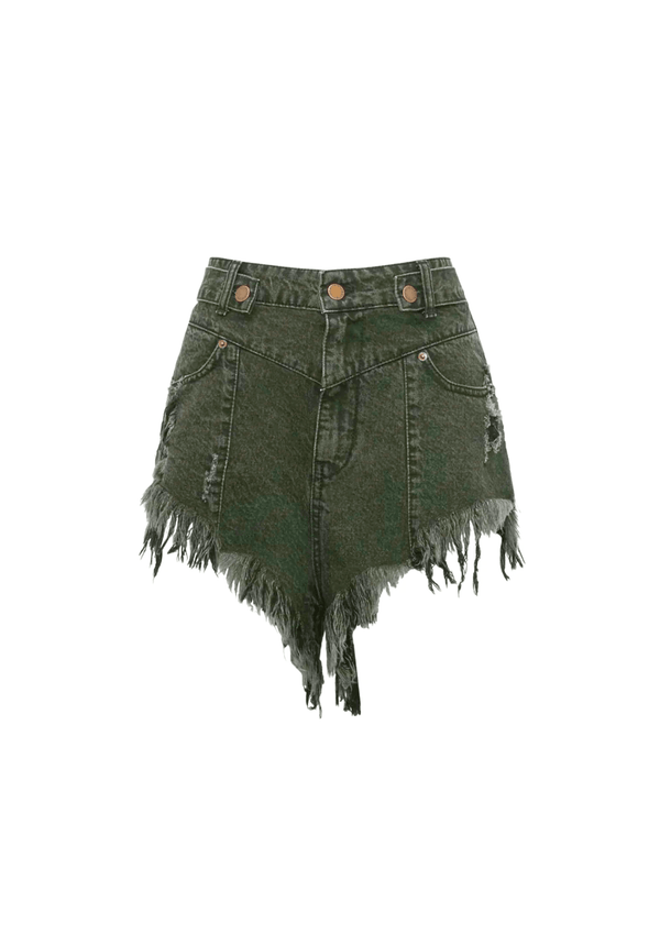 ARMY GREEN TESSA DENIM SHORTS