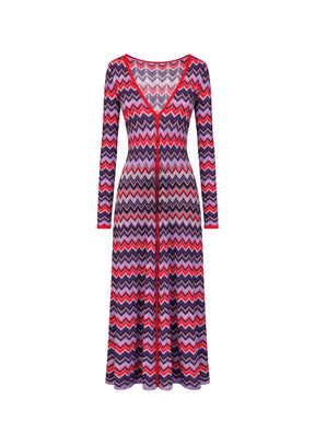 ROBE MULTICOLORE À COL EN V