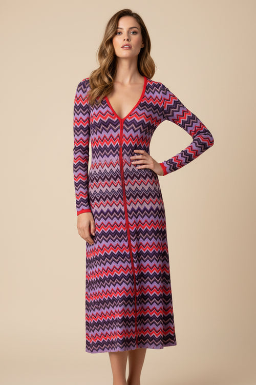 MULTICOLORED V-NECK DRESS