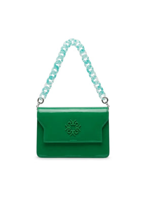 GREEN VINYL FAUX LEATHER BAG