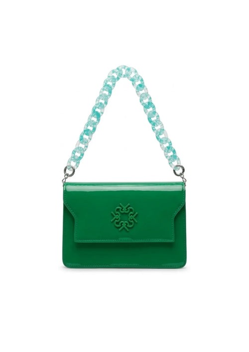 GREEN VINYL FAUX LEATHER BAG