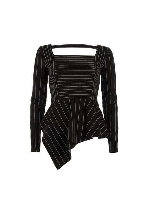BLACK ASYMMETRIC STRIPED TOP