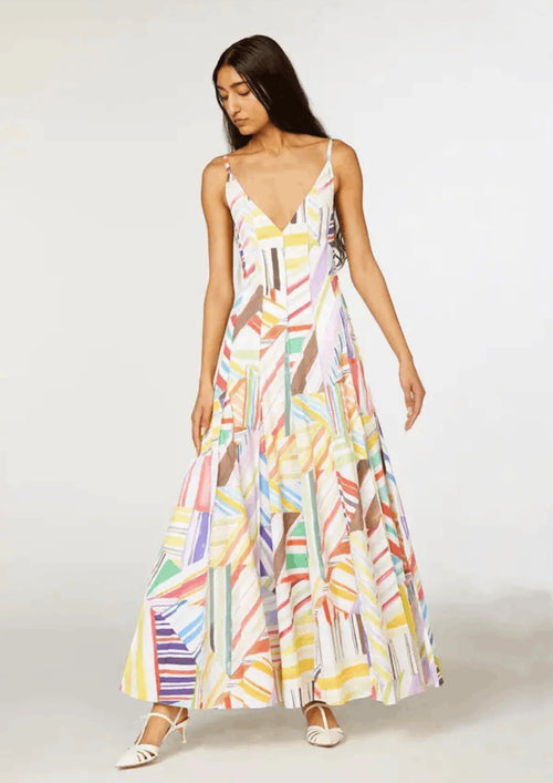 MULTICOLOURED PRINTED MAXI DRESS