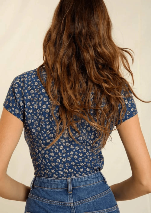 BLUE FLORAL AMBROISE BLOUSE