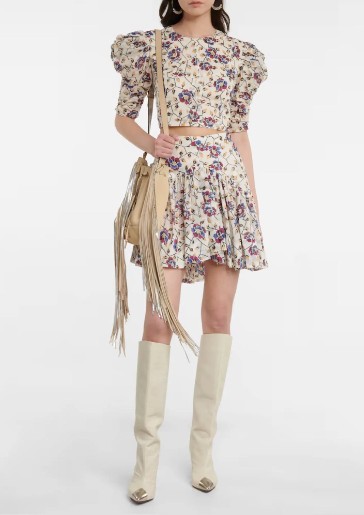 Kurzes Oberteil mit Blumenmuster „SILVA“