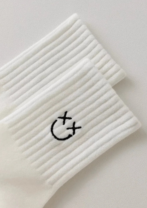 WHITE BLACK SMILEY SOCKS