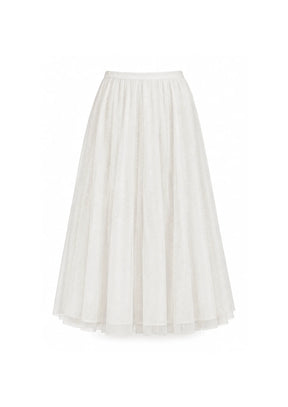 IVORY POLKA-DOT TULLE MIDI SKIRT