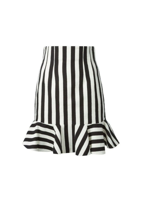 GESTREIFTES MINIROCK MIT RÜSCHEN