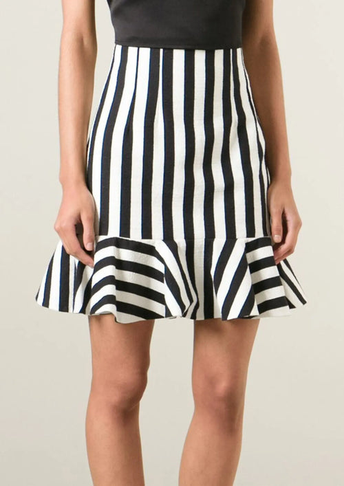 STRIPED RUFFLED MINI SKIRT