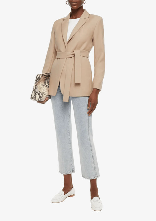 BEIGE BELTED WOOL BLAZER