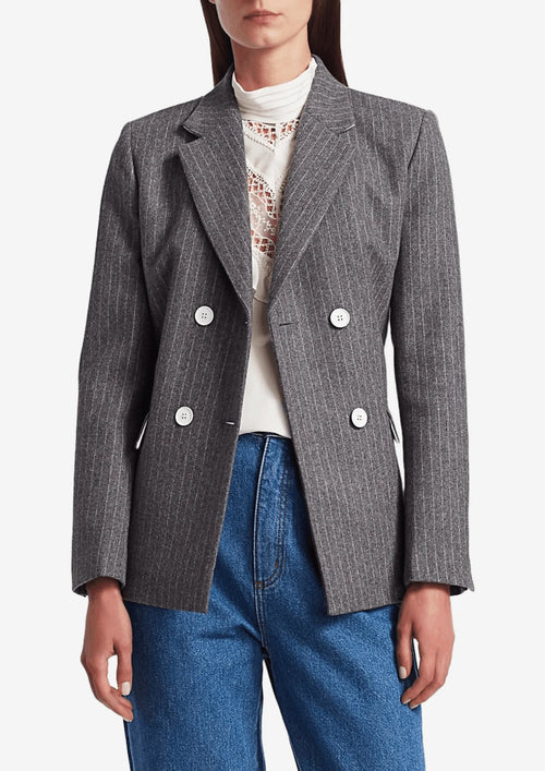 Grau gestreifte Blazerjacke