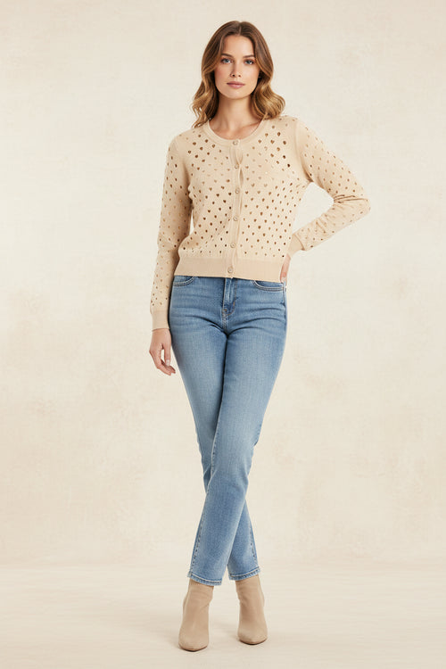 Beige Cardigan mit ausschnittenen Details
