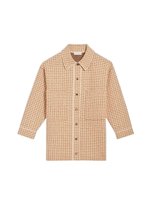 Gelbe Tweed Cardigan-Shirt