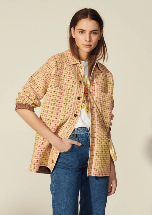 YELLOW TWEED CARDIGAN-SHIRT