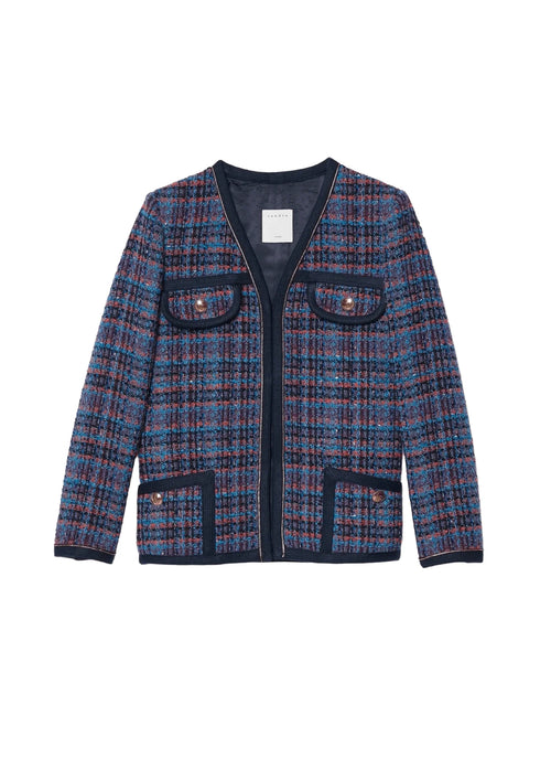 BLUE CHECKED TWEED JACKET