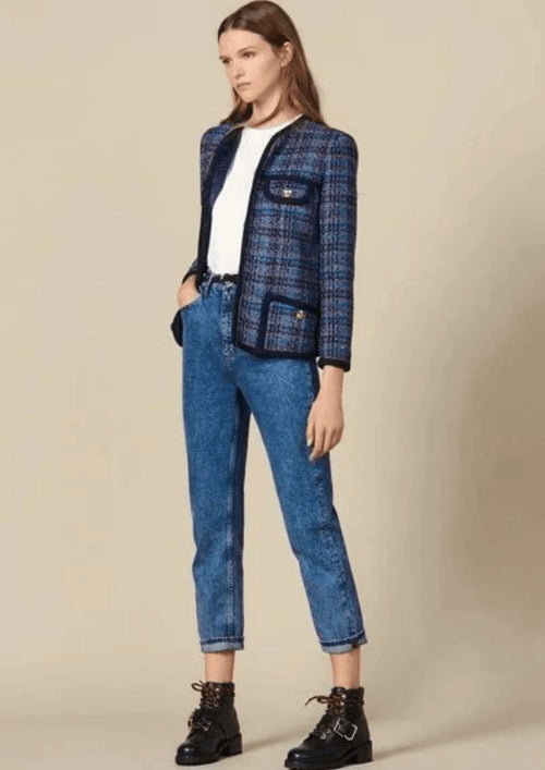 BLUE CHECKED TWEED JACKET