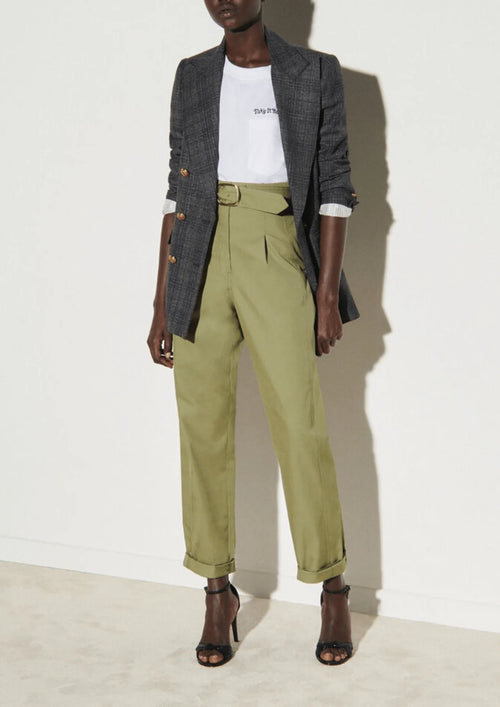 KHAKI WIDE-LEG PANTS