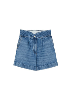 DENIM QUILTED SHORTS