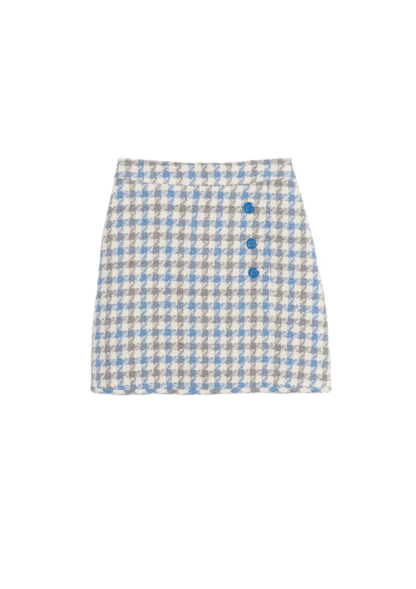 Mini jupe bleue en tweed