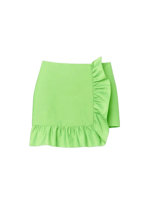GREEN RUFFLED MINI SKIRT