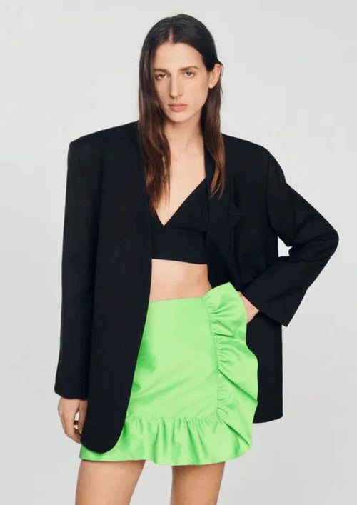 GREEN RUFFLED MINI SKIRT