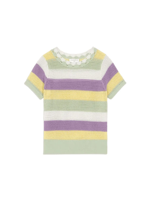 SHORT-SLEEVED STRIPED SWEATER