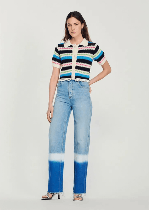 STRIPED CROPPED CARDIGAN