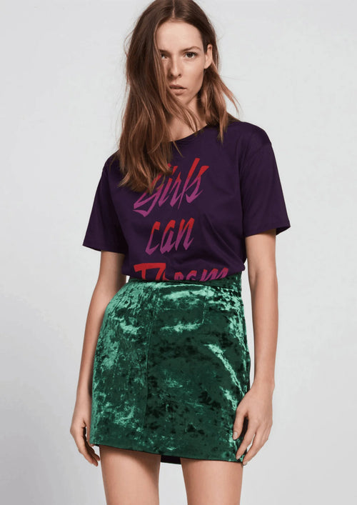 GREEN VELVET MINI SKIRT