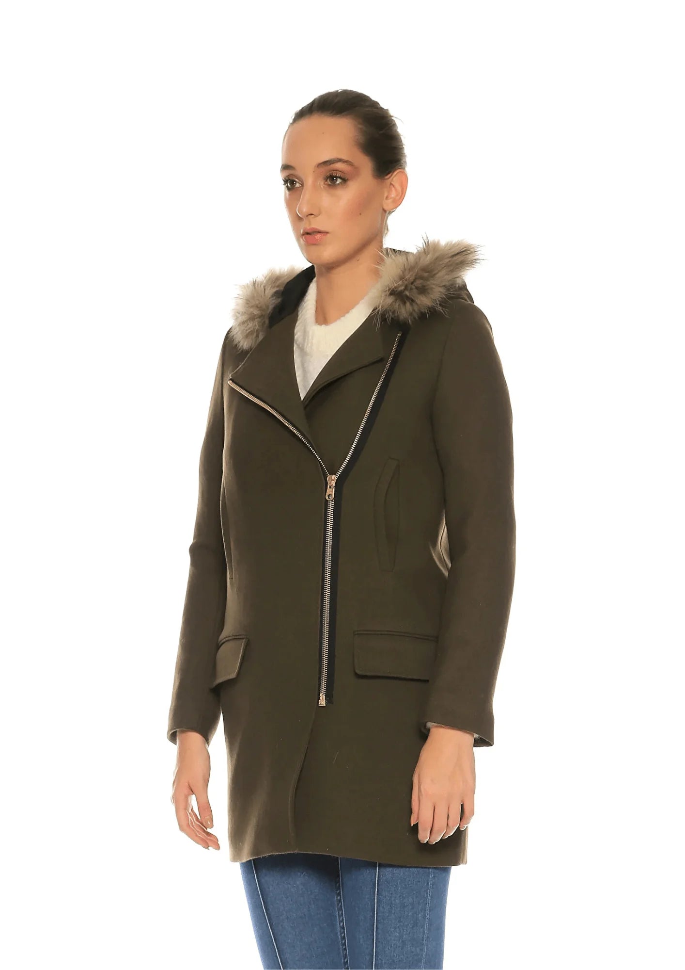 KHAKI HENRY WOOL PARKA COAT