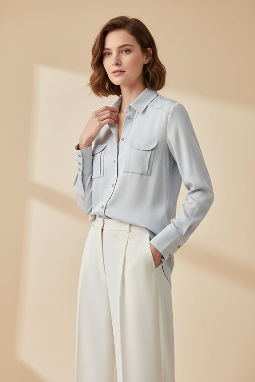 LIGHT BLUE SILK SHIRT