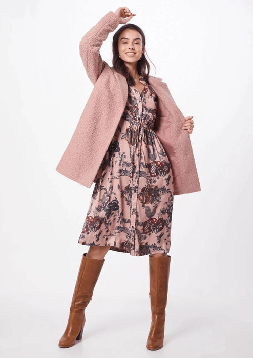 MINI ROBE ROSE AVEC CORDON À LA TAILLE