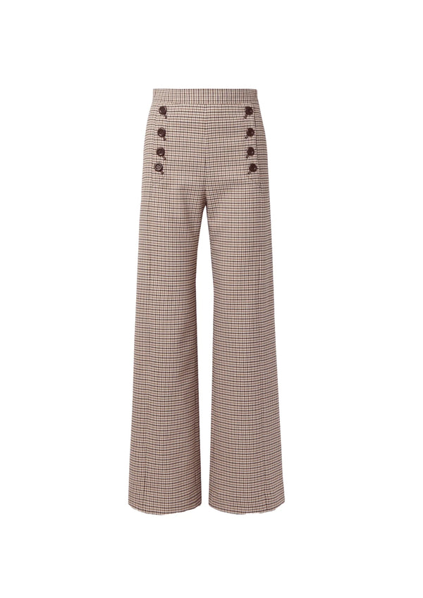 CHECKED WIDE-LEG TROUSERS