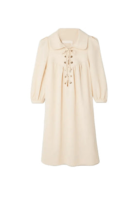 IVORY LACE-UP MINI DRESS
