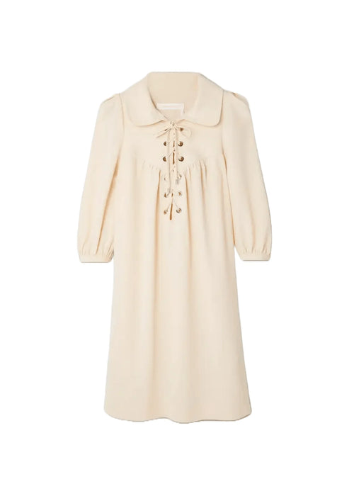 IVORY LACE-UP MINI DRESS