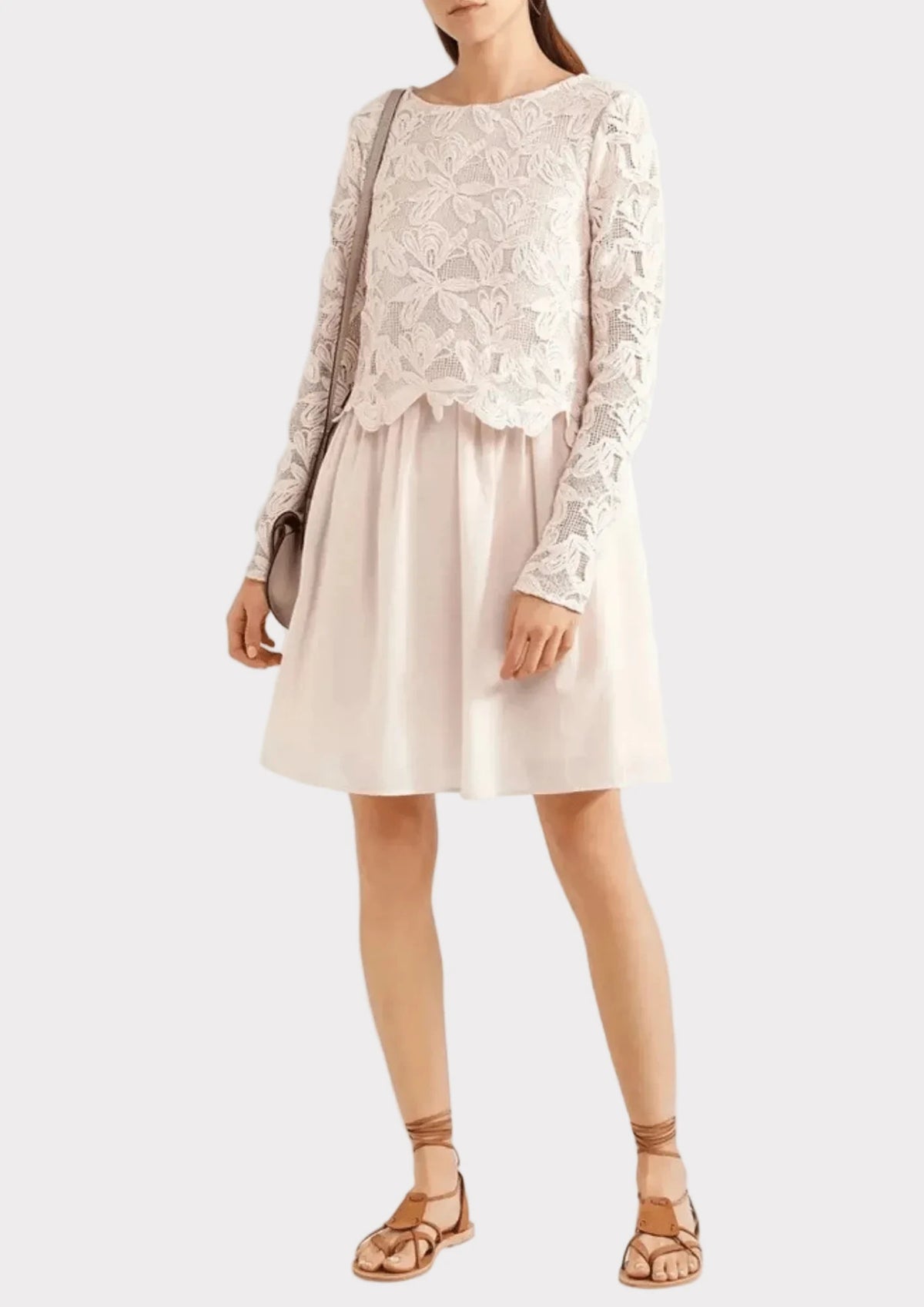 LIGHT PINK LACE MINI DRESS